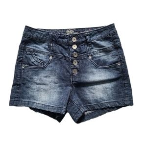 Almost Famous High Waisted Button Fly Denim Shorts Size 5 (Juniors)